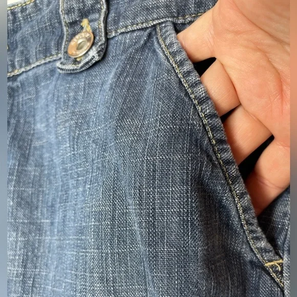 Vintage Banana Republic Asymmetrical Hem Line Cargo Denim Skirt Y2K Size 4 - Picture 4 of 9